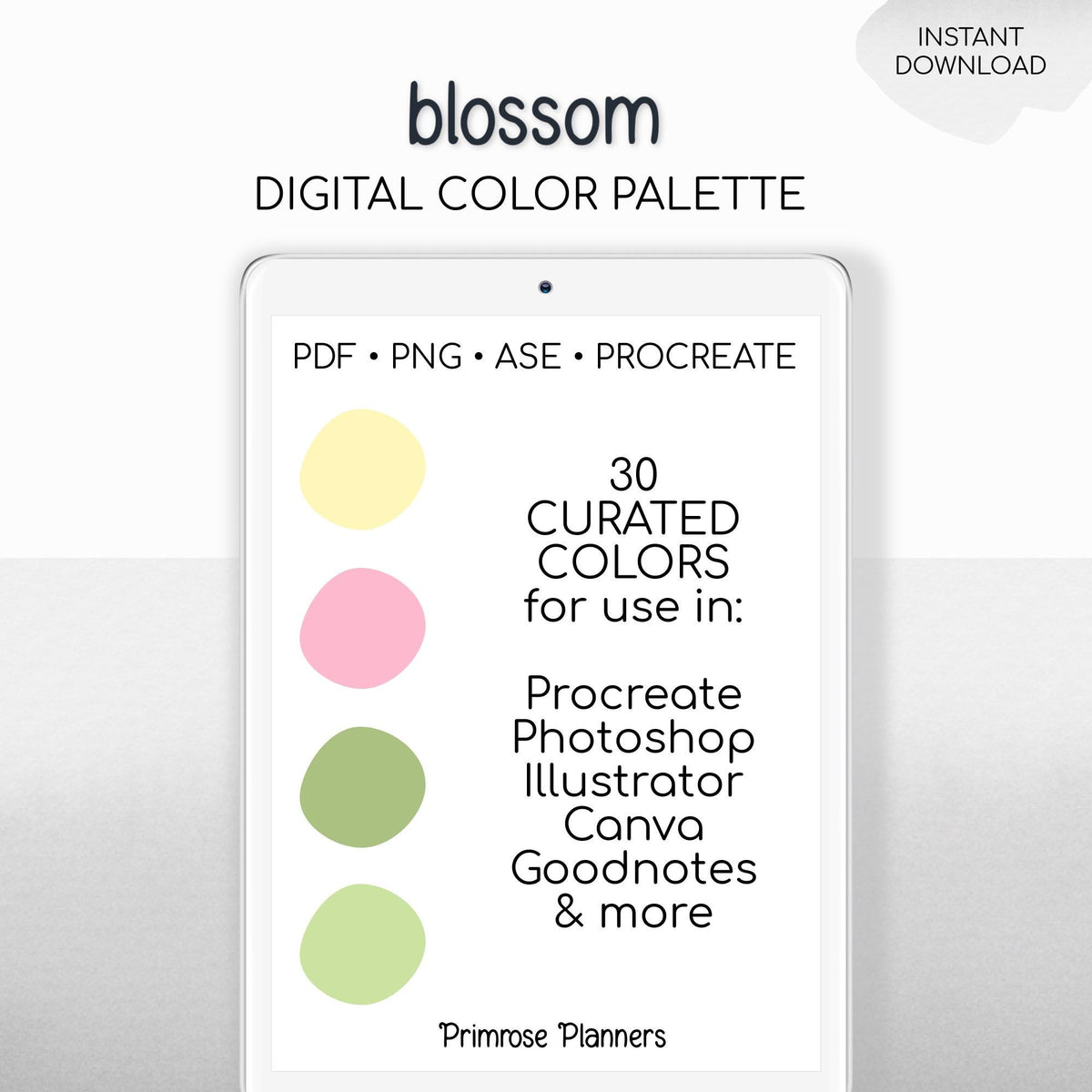Blossom Digital Color Palette - Color Chart | Goodnotes Tool | iPad Procreate | Digital Download | Spring Color Palette | HEX Codes | Pink