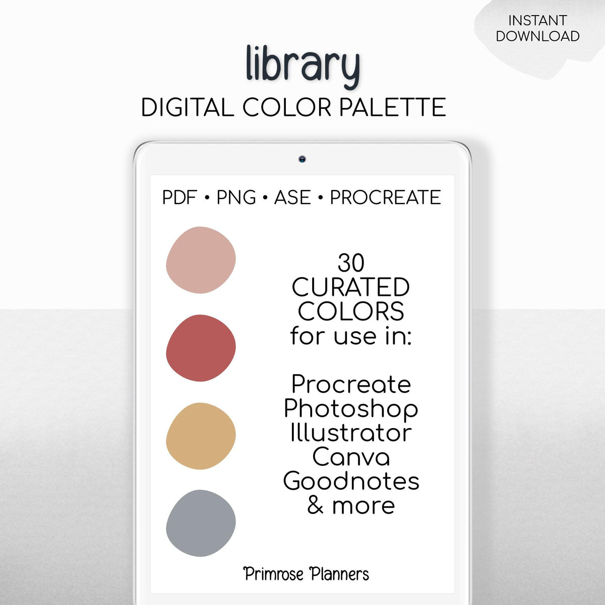 Dark Academia Procreate Palette, Neutral Library Colors Swatches, Moody Bookish Aesthetic Digital Download