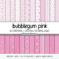Bubblegum and White Digital Paper, Minimalist Boho Patterns, Vibrant Candy Pink Scrapbooking, Preppy Planner Print