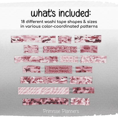 Digital Washi Tape Stickers, Dusty Pink Camo, Animal Print, GoodNotes
