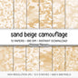 Sand Beige Camouflage Digital Paper, Neutral Army Scrapbook Backgrounds (Instant Download)
