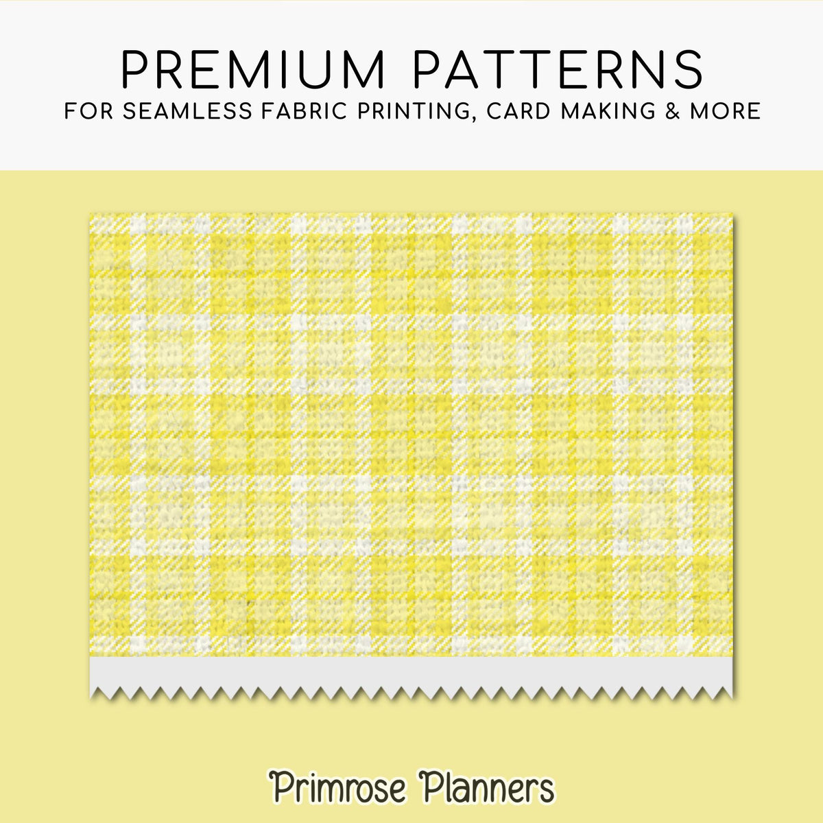 Seamless Chamomile Pale Yellow Plaid Digital Paper, Pastel Buttercream Buffalo Check, Monochrome Spring Backgrounds, Commercial Use