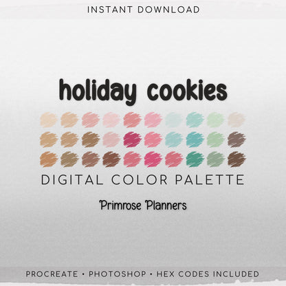 Holiday Cookies Digital Color Palette - Color Chart | Goodnotes Tool | iPad Procreate | Digital Download | Holiday Color Palette | HEX Codes