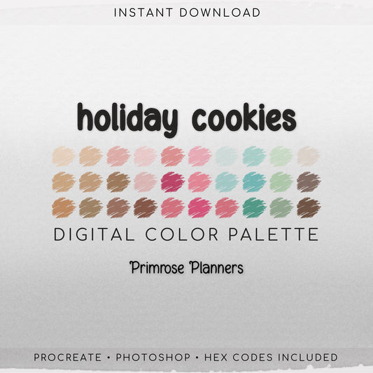 Holiday Cookies Digital Color Palette - Color Chart | Goodnotes Tool | iPad Procreate | Digital Download | Holiday Color Palette | HEX Codes