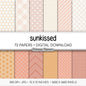 Sunkissed Digital Paper Bundle | Minimal Floral, Geometric Patterns | Warm Peach, Apricot, Terracotta | Boho Sunshine Scrapbook