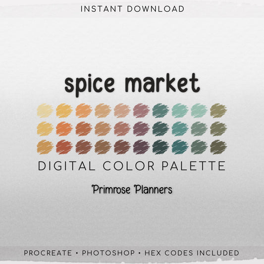 Spice Market Procreate Palette, Moody Burnt Orange, Plum Color Swatches, Autumn Dark Academia Digital Download