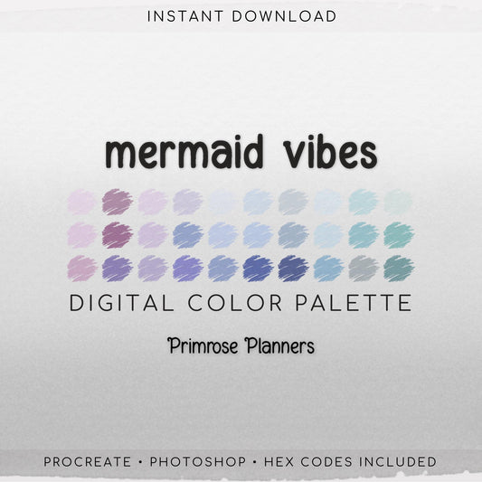 Pastel Mermaid Procreate Palette | Pink Purple Aqua Blue Green Swatches | Fantasy Ocean iPad Colors