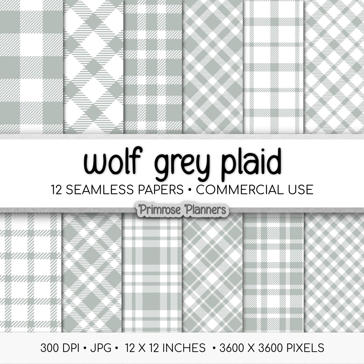 Seamless Grey Plaid Digital Paper, Buffalo Check, Light Gray Tartan Patterns, Modern Farmhouse, Commercial Use, 300 DPI