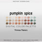 Pumpkin Spice Procreate Color Palette | Burnt Orange Sage Fall Swatches | Cozy Autumn Earthy iPad Colors