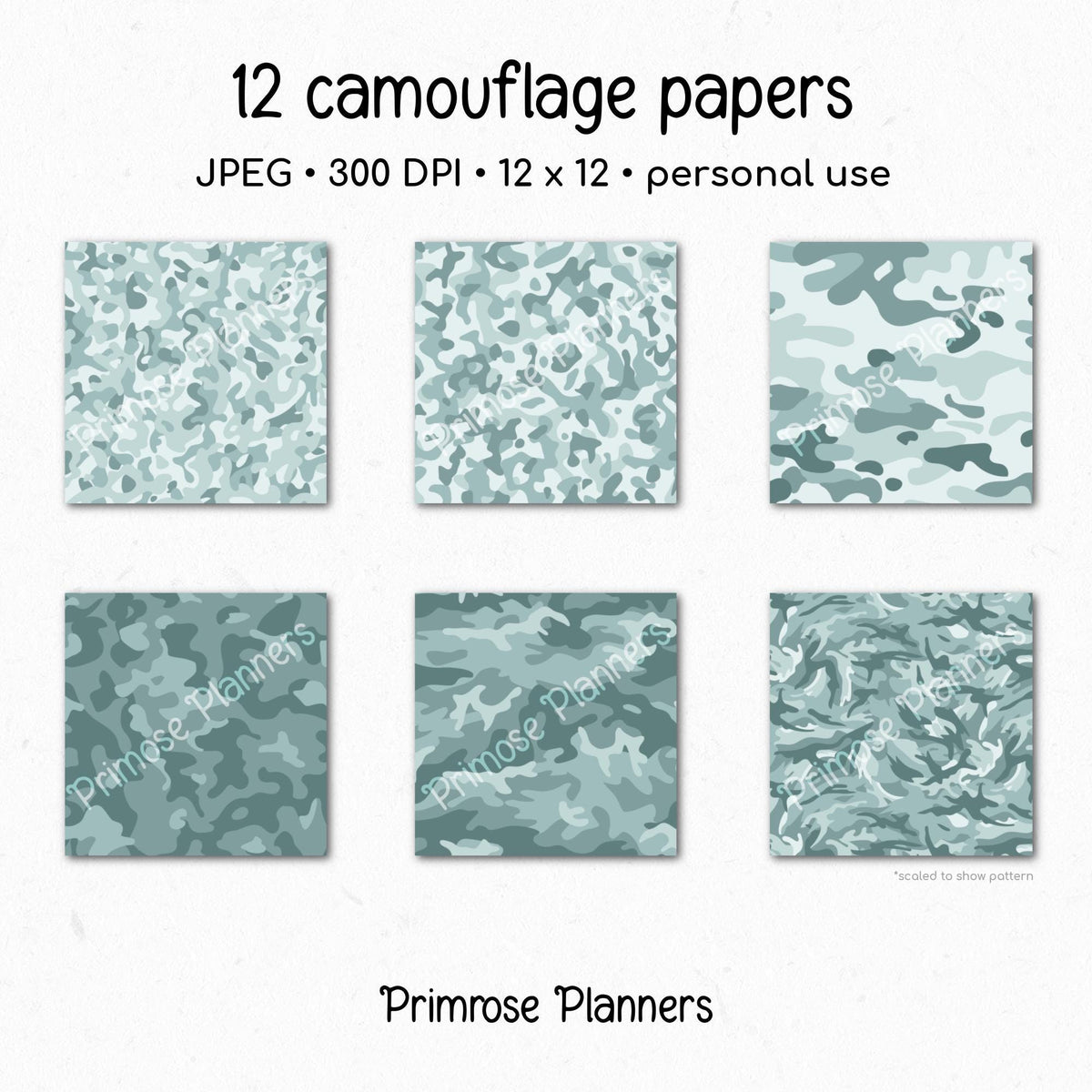 Saltwater Camouflage Digital Paper Pack, Coastal Teal Army Background (Instant Download)