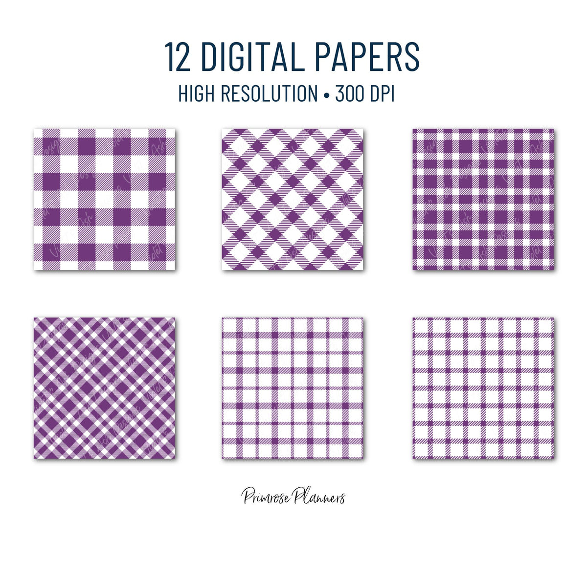 Seamless Grape Purple Plaid Digital Paper, Buffalo Check, Violet Tartan Patterns, Halloween Scrapbook, Commercial Use, 300 DPI