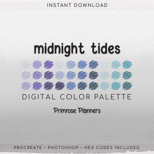 Blue Procreate Color Palette | Teal, Aqua, Periwinkle Swatches | Dreamy Coastal iPad Art Tools