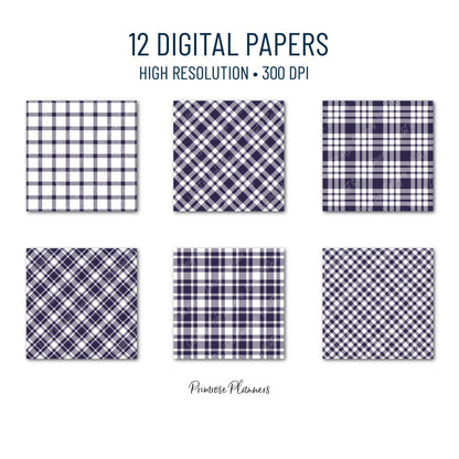 Seamless Blackberry Purple Plaid Digital Paper, Buffalo Check, Dark Tartan Patterns, Fall Scrapbook, Commercial Use, 300 DPI