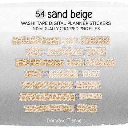Tan Beige Camo & Leopard Print Digital Washi Tape GoodNotes Stickers