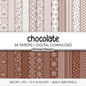 Chocolate and White Digital Paper, Minimalist Boho Patterns, Deep Brown Scrapbooking, Warm Neutral Planner Print
