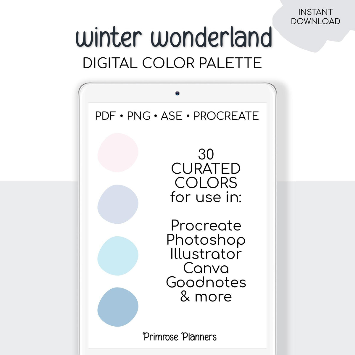 Winter Wonderland Digital Color Palette - Color Chart | Goodnotes Tool | iPad Procreate | Digital Download | Color Palette | HEX Codes