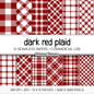 Seamless Dark Red Plaid Digital Paper, Buffalo Check, White Tartan Patterns, Christmas Scrapbook, Commercial Use, 300 DPI
