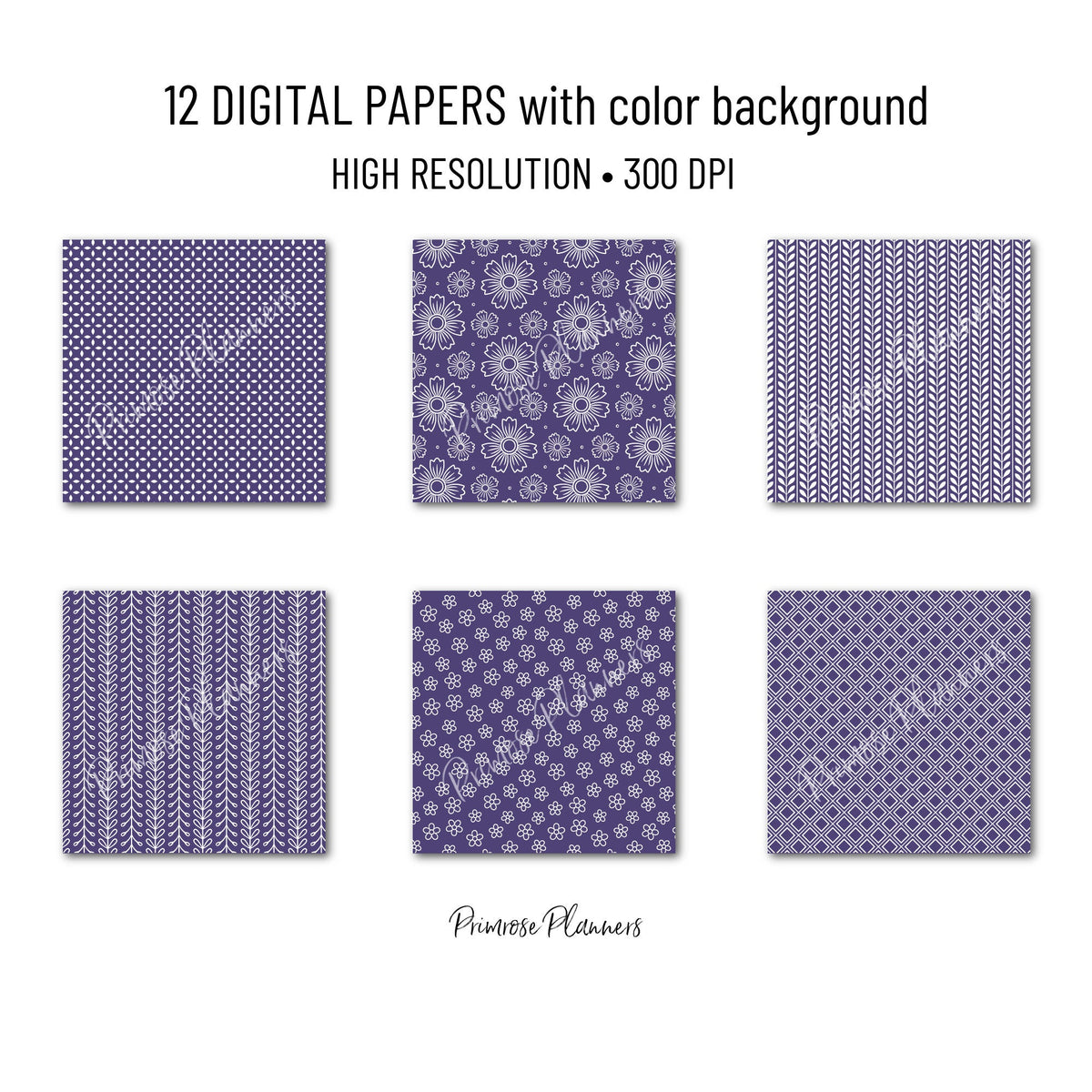 Dusty Violet and White Digital Paper, Minimalist Boho Patterns, Soft Lavender Scrapbooking, Mauve Planner Print
