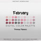 February Digital Color Palette - Color Chart | Goodnotes Tool | iPad Procreate | Digital Download | Pink and Gray Color Palette | HEX Codes