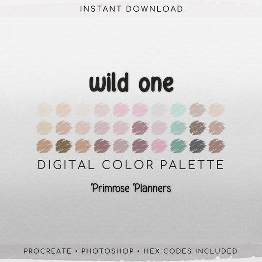Wild One Digital Color Palette - Color Chart | Goodnotes Tool | iPad Procreate | Digital Download | Pink and Tan Color Palette | HEX Codes