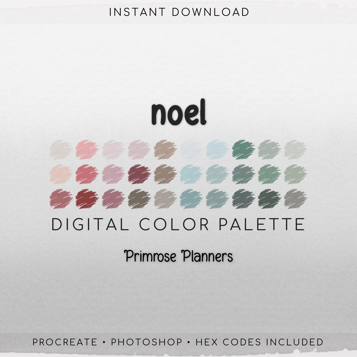 Noel Digital Color Palette - Color Chart | Goodnotes Tool | iPad Procreate | Digital Download | Holiday Color Palette | HEX Codes