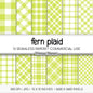 Seamless Fern Green Plaid Digital Paper, Buffalo Check, Nature Tartan Patterns, Spring Botanical Scrapbook, Commercial Use, 300 DPI