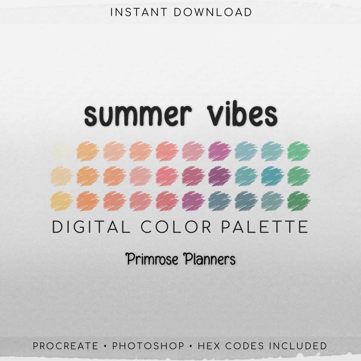 Vibrant Summer Procreate Palette, Bright Beach Color Swatches, Sunshine 30 Color Procreate Tools, Digital Download