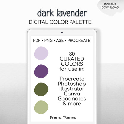 Dark Lavender Procreate Palette | Moody Navy Green Purple Swatches | Deep Rich Digital Art Tools