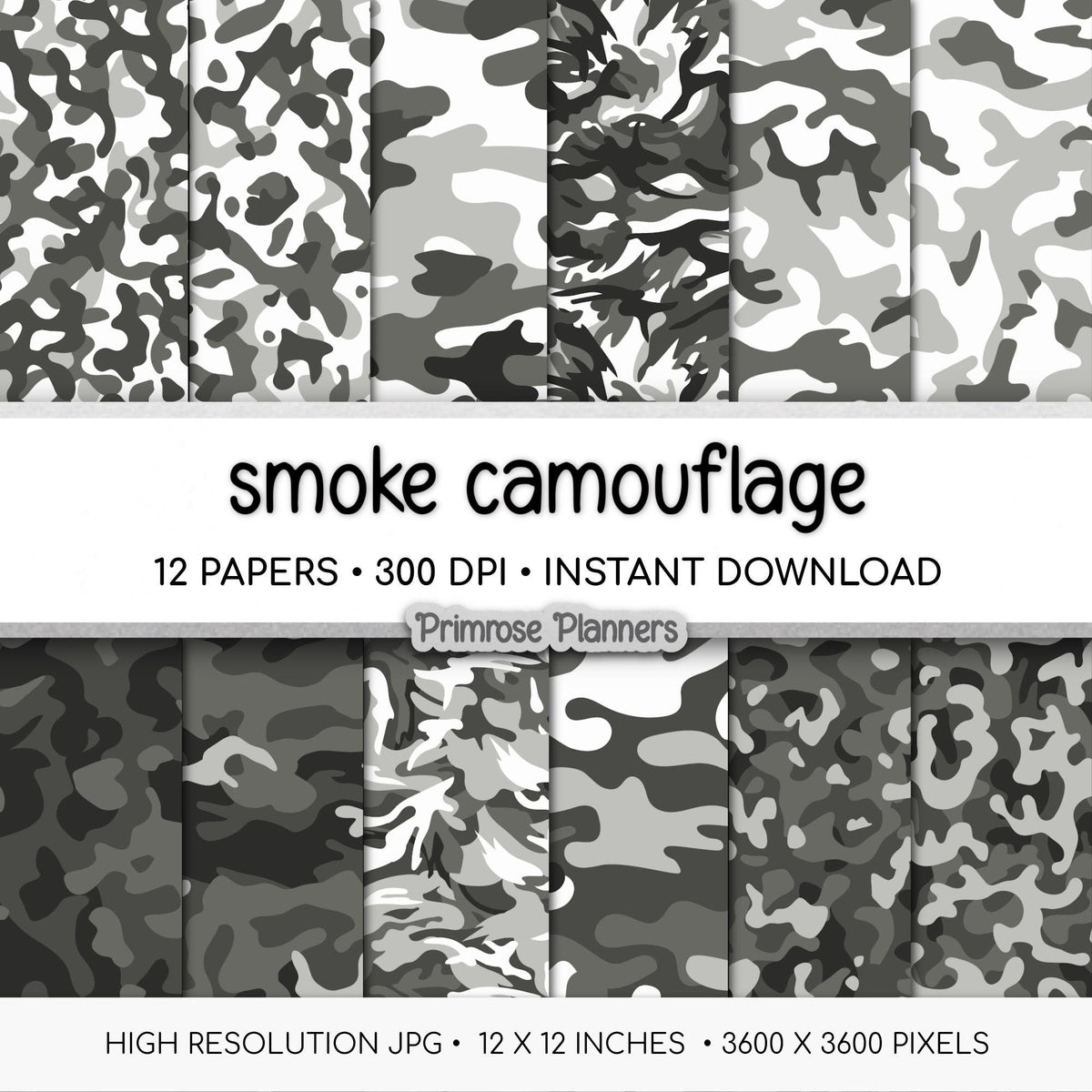 Smoke Gray and Cream Camouflage Digital Paper, Neutral Grey Camo Scrapbook Paper, Army Print Background