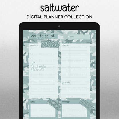 Muted Aqua Camo Digital Washi Tape Safari Animal Print GoodNotes