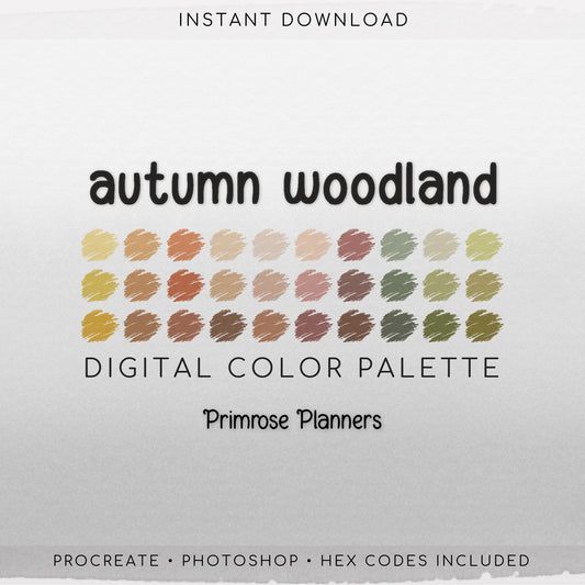 Autumn Woodland Procreate Palette, Fall Forest Color Swatches, Moody Warm Aesthetic Digital Download