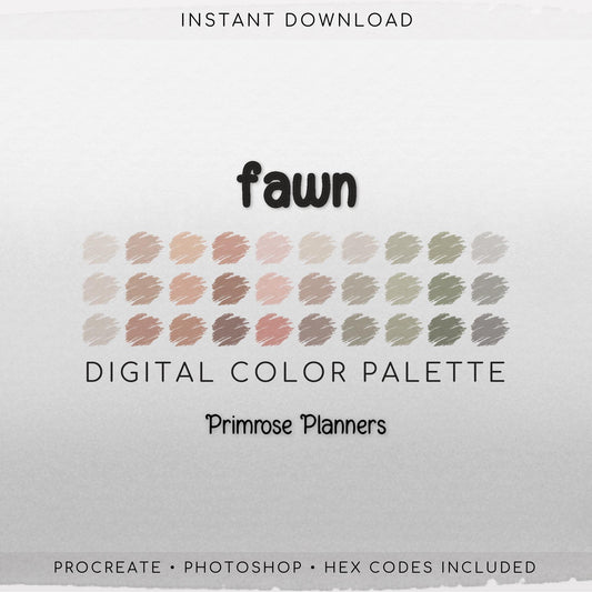 Fawn Digital Color Palette - Color Chart | Goodnotes Tool | iPad Procreate | Digital Download | Neutral Color Palette | HEX Codes | Muted
