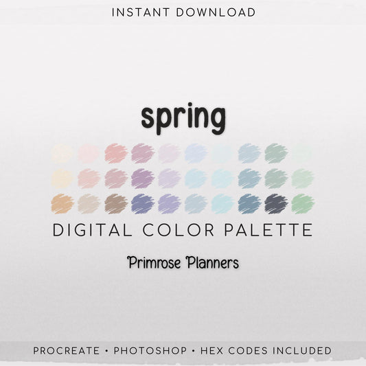 Soft Spring Pastel Procreate Palette, 60 Muted Watercolor Swatches, Aesthetic Color Tools, Digital Download