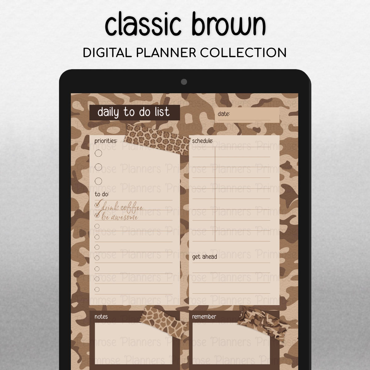 Classic Brown Safari Animal Print & Camo Digital Washi Tape Stickers