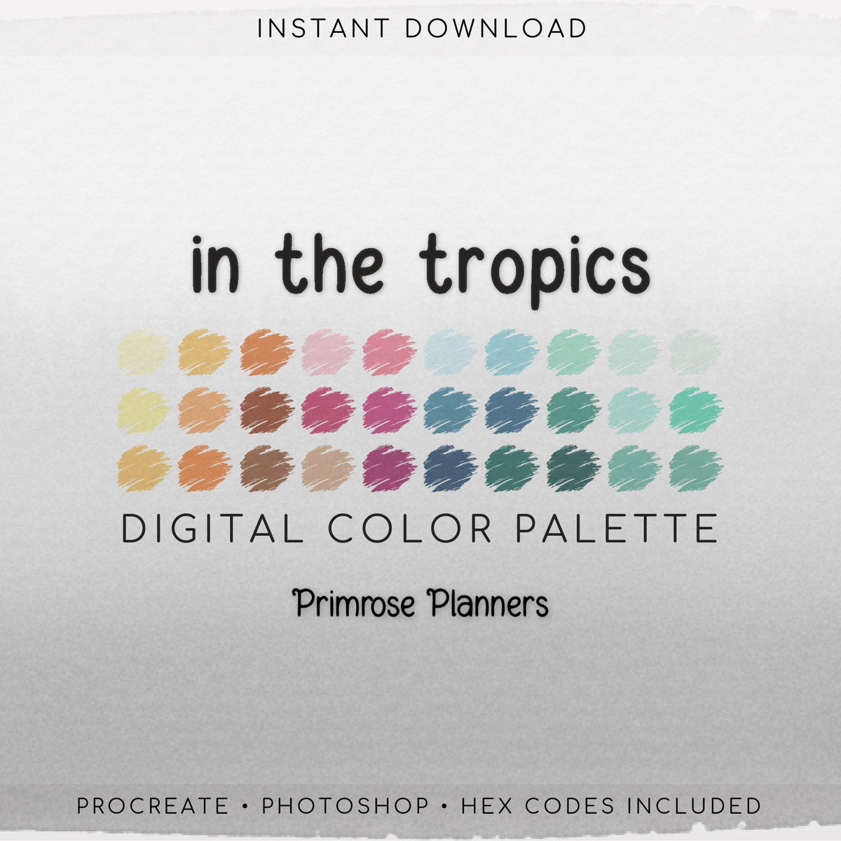Tropical Digital Color Palette - Color Chart | Goodnotes Tool | iPad Procreate | Digital Download | Teal and Orange Color Palette | HEX Code