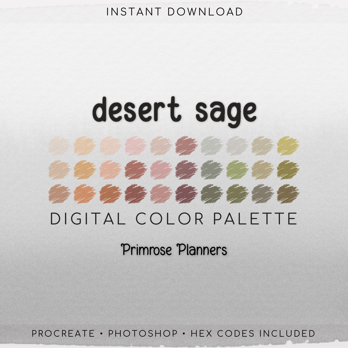 Muted Desert Procreate Palette & Photoshop Swatches, Boho Tan Orange Rose Green, Earthy Terracotta, Hex Codes