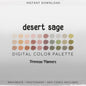 Muted Desert Procreate Palette & Photoshop Swatches, Boho Tan Orange Rose Green, Earthy Terracotta, Hex Codes