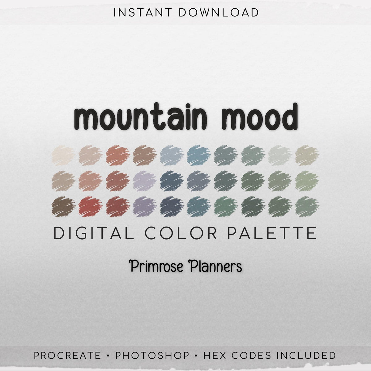 Mountain Mood Digital Color Palette - Color Chart | Goodnotes Tool | iPad Procreate | Digital Download | Forest Color Palette | HEX Codes