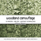 Woodland Camouflage Digital Paper, Army Green Hunting Scrapbook Backgrounds (Instant Download)
