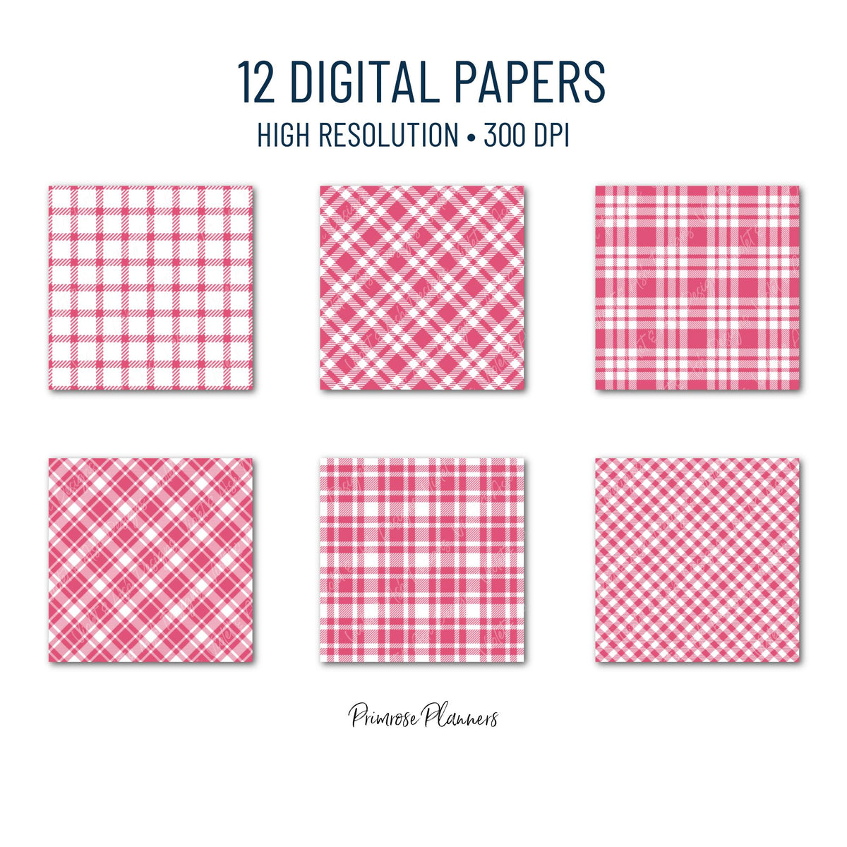 Seamless Azalea Hot Pink Plaid Digital Paper, Buffalo Check, Fuchsia Tartan Patterns, Preppy Scrapbook, Commercial Use, 300 DPI