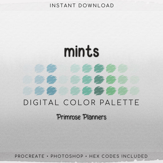 Mint Green Procreate Color Palette | Pastel Aqua Seafoam Swatches | Coastal Ocean Digital Art Tools