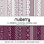 Mulberry and White Digital Paper, Minimalist Boho Patterns, Deep Burgundy Scrapbooking, Marsala Wedding & Planner Print