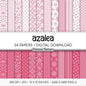 Azalea and White Digital Paper, Minimalist Boho Patterns, Vibrant Garden Pink Scrapbooking, Spring & Summer Print