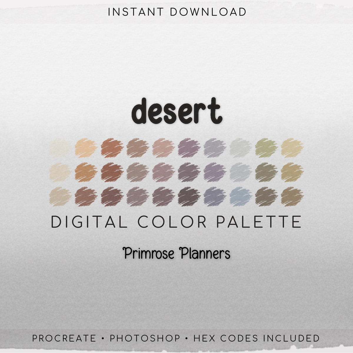 Muted Desert Procreate Palette & Photoshop Swatches, Boho Orange Mauve Sage Green, Terracotta, Hex Codes, Digital Art
