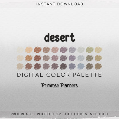 Muted Desert Procreate Palette & Photoshop Swatches, Boho Orange Mauve Sage Green, Terracotta, Hex Codes, Digital Art