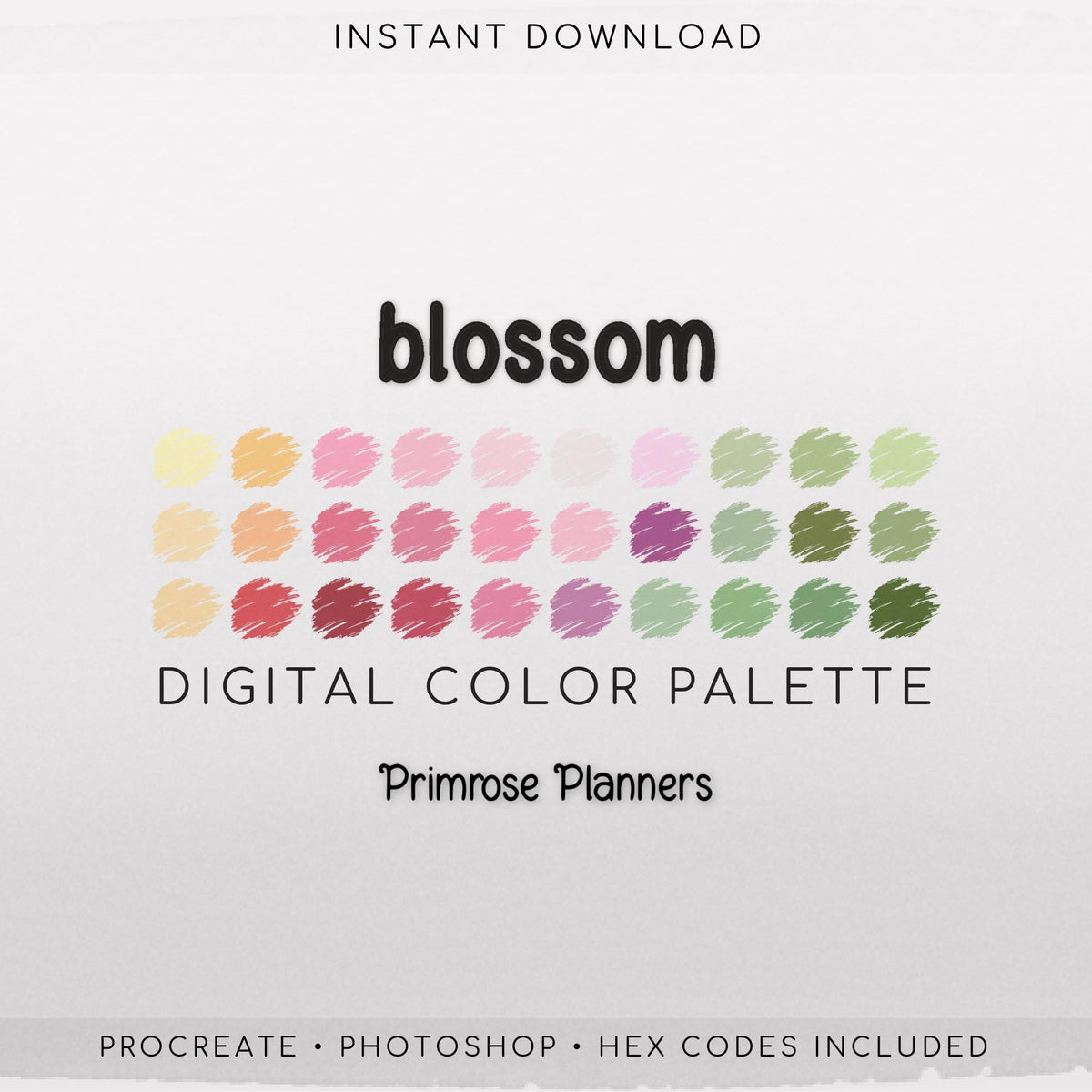Blossom Digital Color Palette - Color Chart | Goodnotes Tool | iPad Procreate | Digital Download | Spring Color Palette | HEX Codes | Pink
