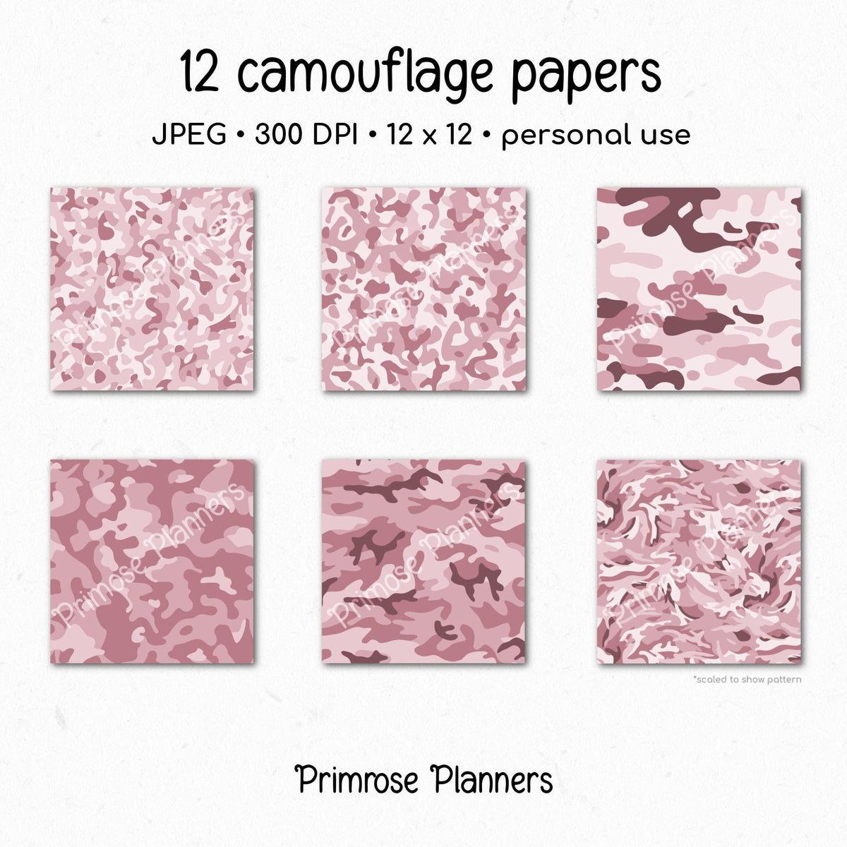 Dusty Pink Camouflage Digital Paper Pack (Instant Download)