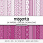 Magenta and White Floral Digital Paper, Minimalist Boho Patterns, Vibrant Fuchsia Scrapbooking, Bold Planner Print