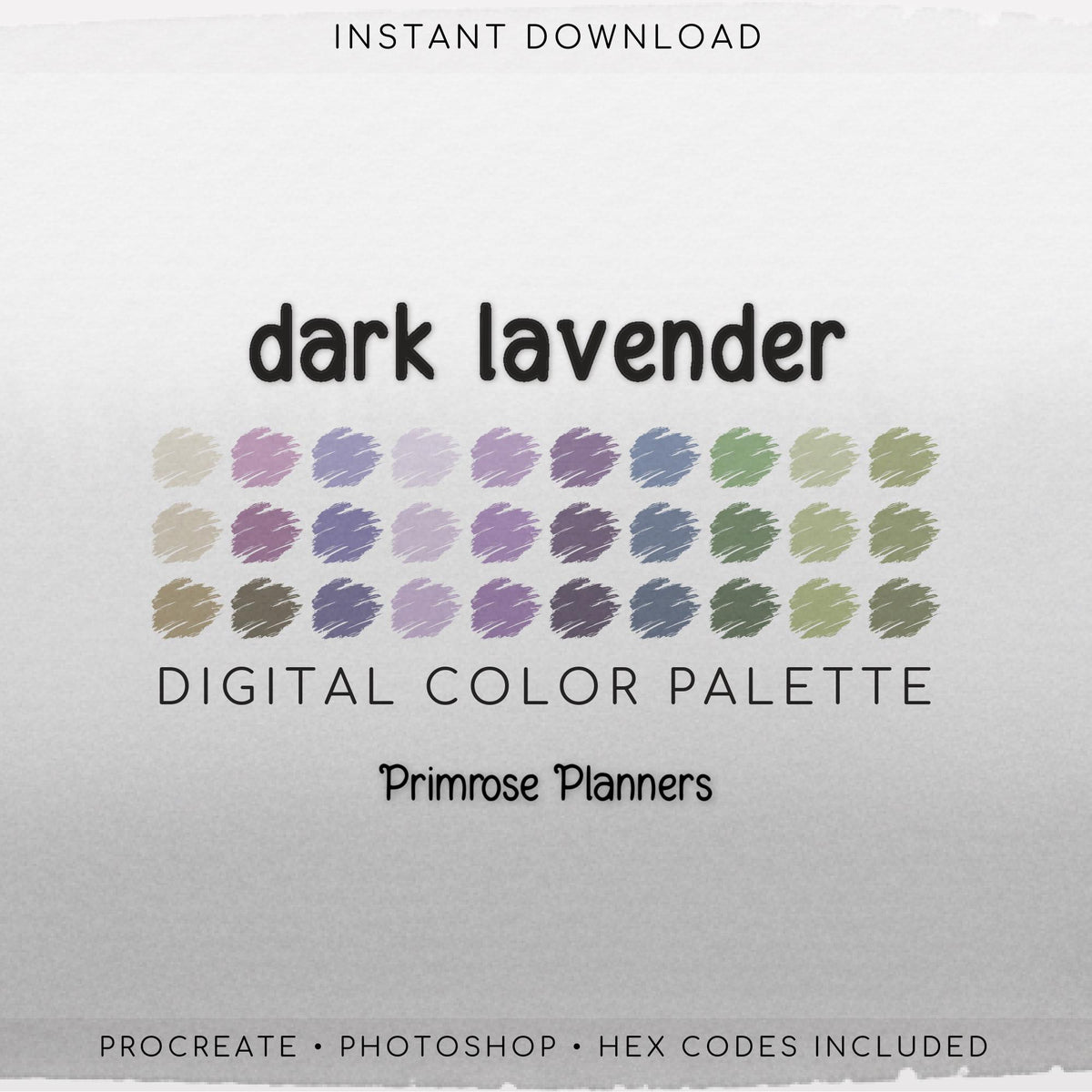 Dark Lavender Procreate Palette | Moody Navy Green Purple Swatches | Deep Rich Digital Art Tools