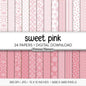 Sweet Pink and White Digital Paper, Minimalist Boho Patterns, True Pink Scrapbooking, Baby Girl & Nursery Print